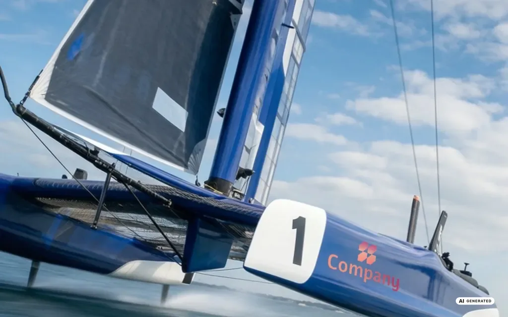 The same catamaran with the sponsor mark in place of it